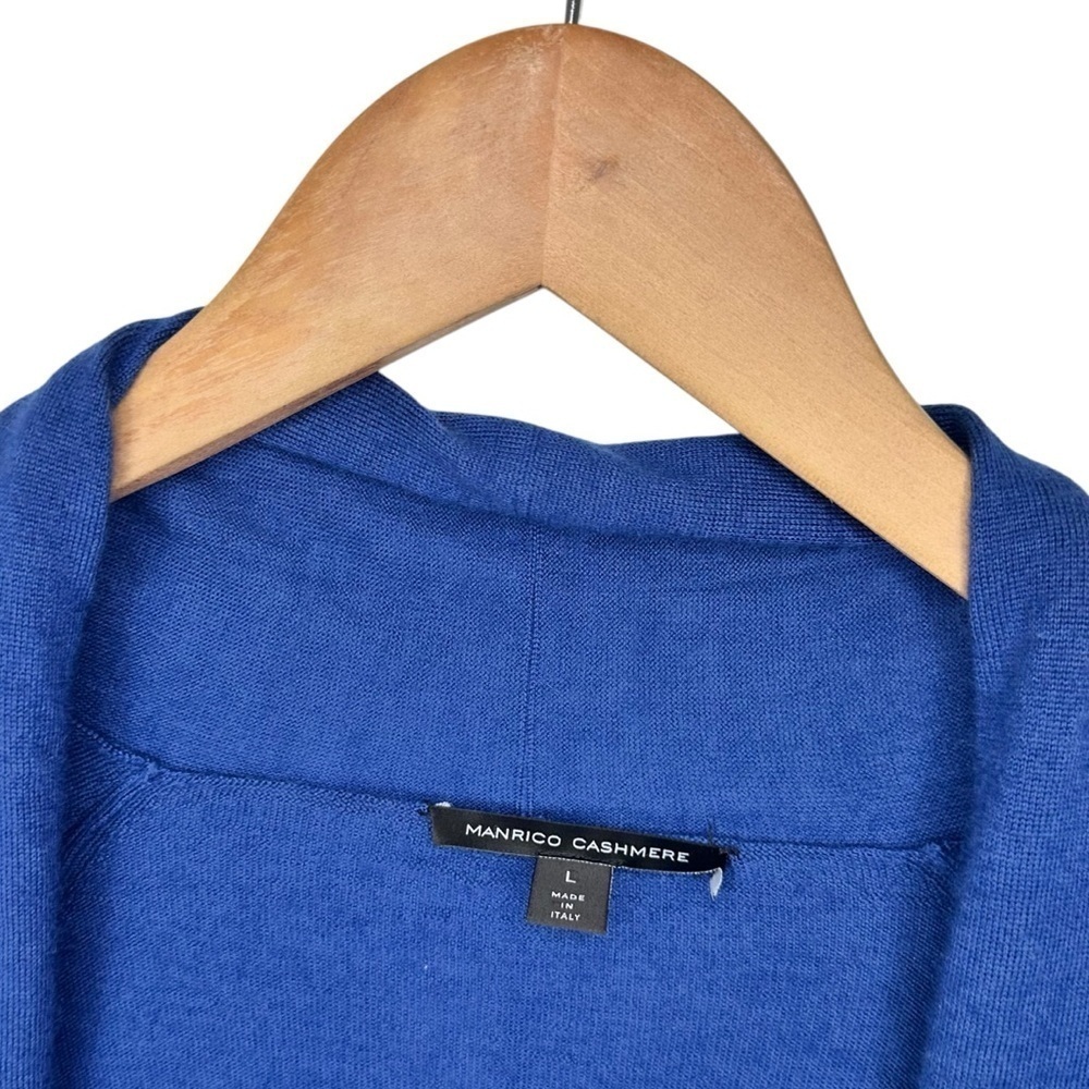 Manrico Cashmere silk blue purple open cardigan sweater large - Picture 2 of 15